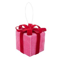 Candy Pink Velour Gift Box with Red Bow HO