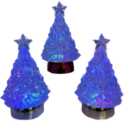 Multi Colour LED Waterglobe Trees - 3 Assorted