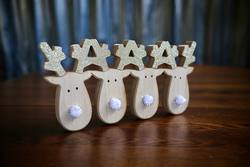 Table Decoration with Four Reindeer - White Noses