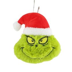 Plush Grinch Head in Red, Hanging Ornament
