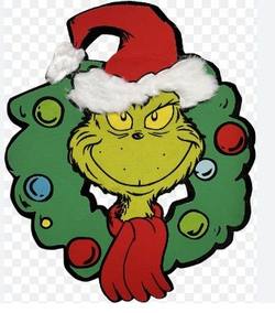 Wall Decor Grinch Head Wreath