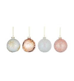 Pink Lustre Bauble - 4 Assorted