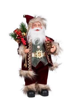 Santa with Dark Red Velvet Suit & Gift Bag