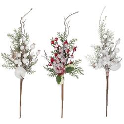 Berry Spray with Snow in Red and White - 3 Assorted