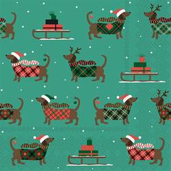 Luncheon Napkins - Christmas Sausage Dog