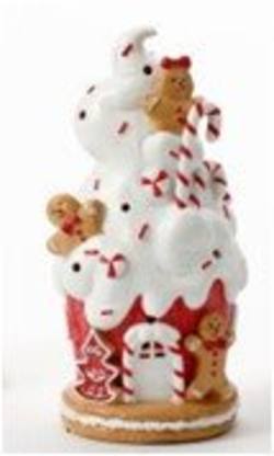 Gingerbread Cake House with LED Light - 10"