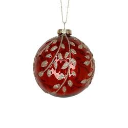 Clear Red Glass Ball with Gold Vine Hanger