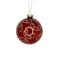 Clear Red Glass Ball with Gold Koru Hanger