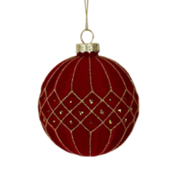 Red Flock with Gold Diamond Ball Hanger