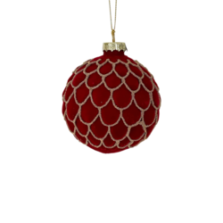Red Flock Gold Petal Glass Ball