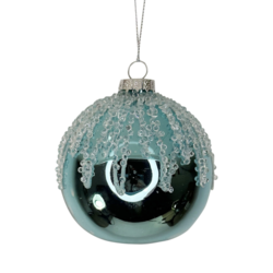 Frosted Blue Glass Ball Hanger