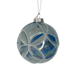 Purple & Blue Flower Indent Glass Ball Hanger