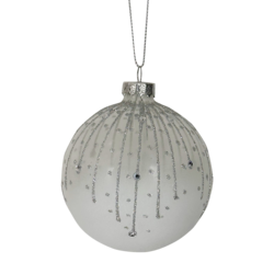 White Glass Hanger with White Drizzle