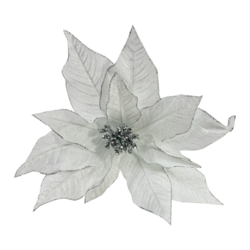 30cm White Poinsettia on Clip