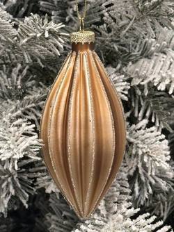 Aged Gold Ribbed Glass Olive Hanger