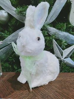 Hopping  White Fur Bunny